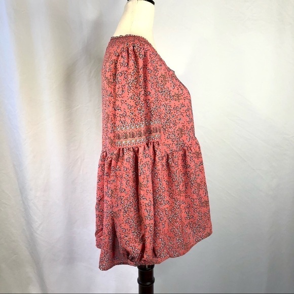 NWT Max Studio peach pink flowy blouse floral S - Picture 3 of 11